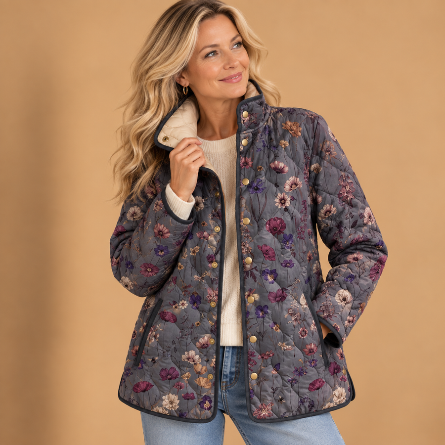 Niva | Vintage Floral Print Quilted Jacket