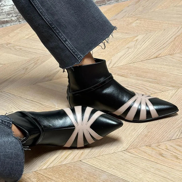 Gloria | Pointed Geometric Ankle Boot