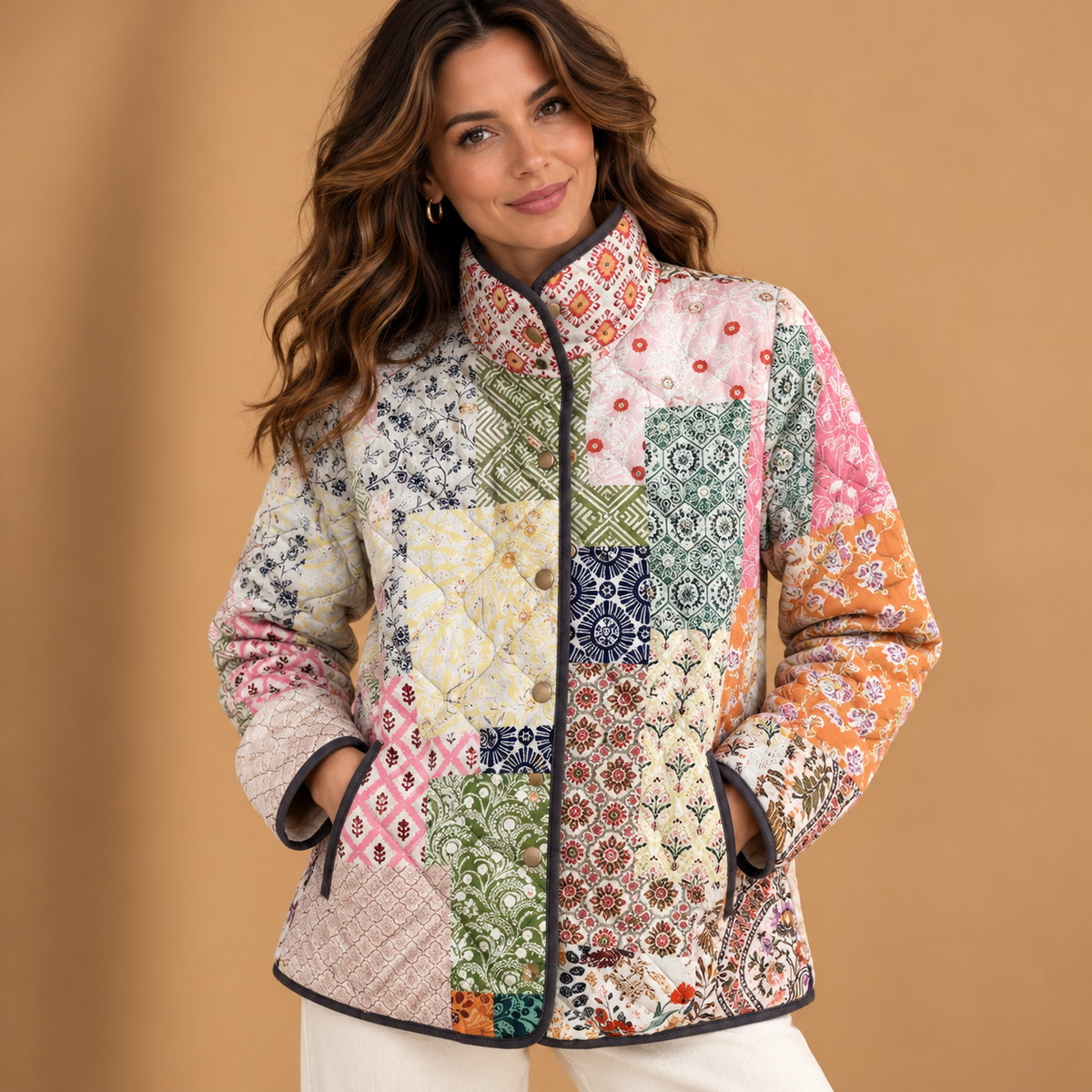 Suri | Casual Floral Print Quilted Jacket