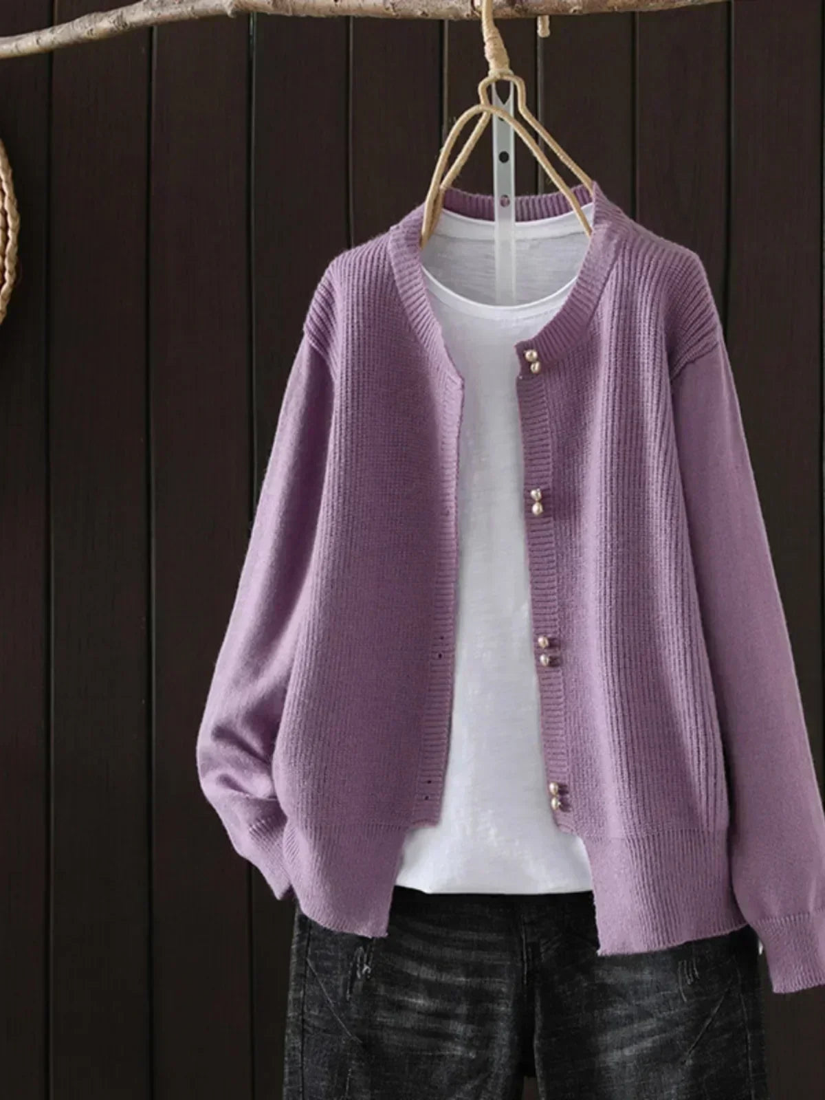 Elara | Pearl-Button Cardigan