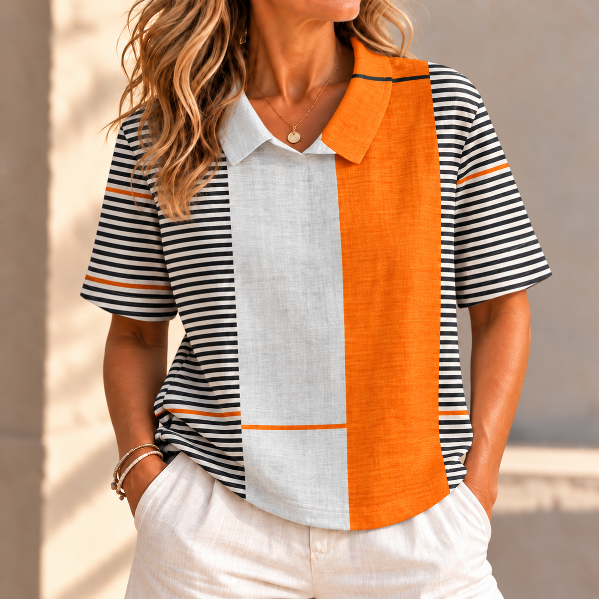 Skye - Colour Block Striped Shirt