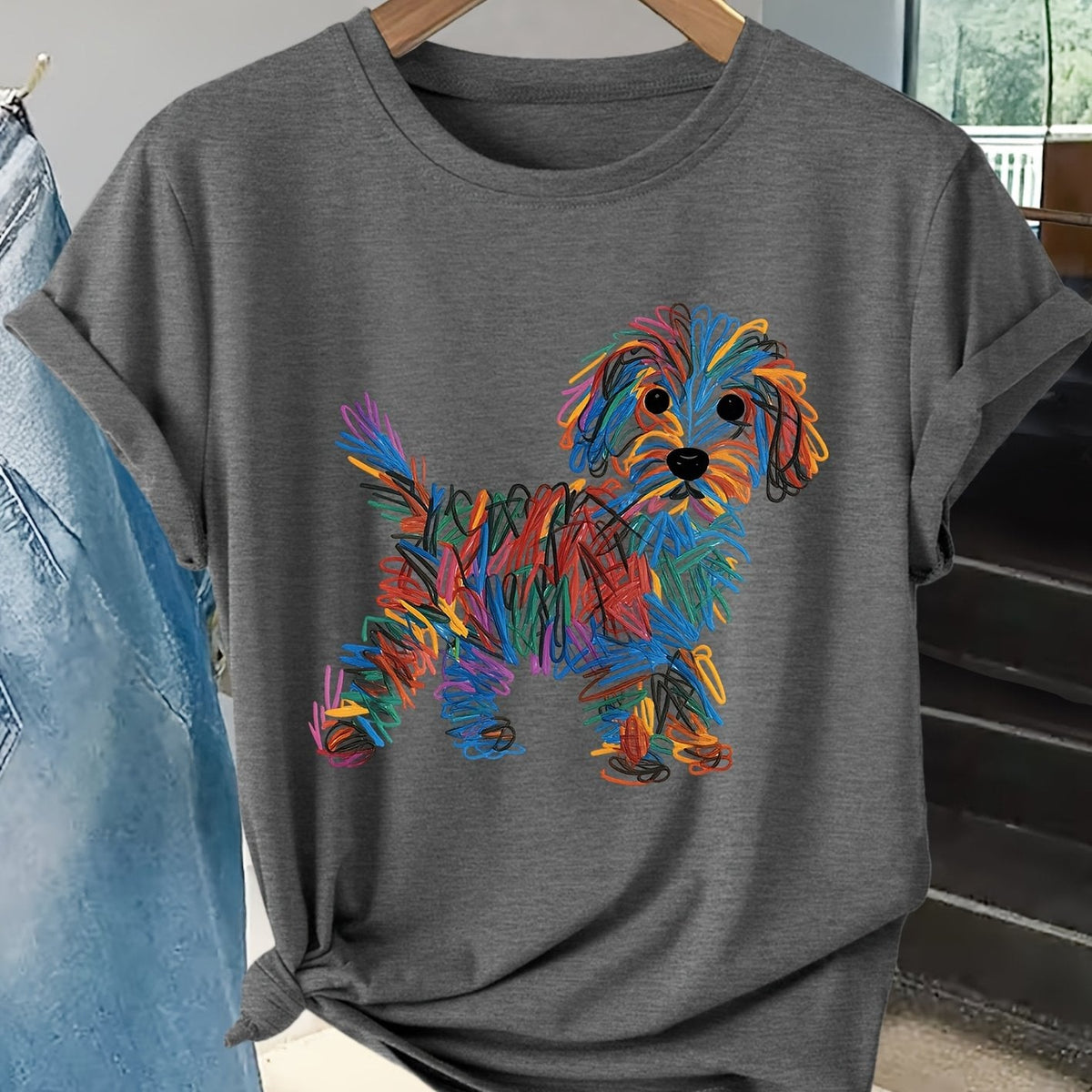 Bella | Colourful Dog Print Tee