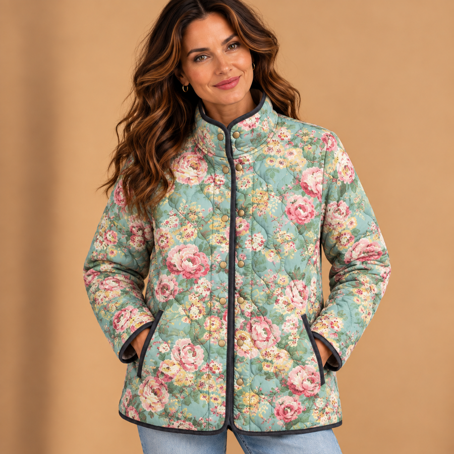Elara | Quilted Floral Print Jacket