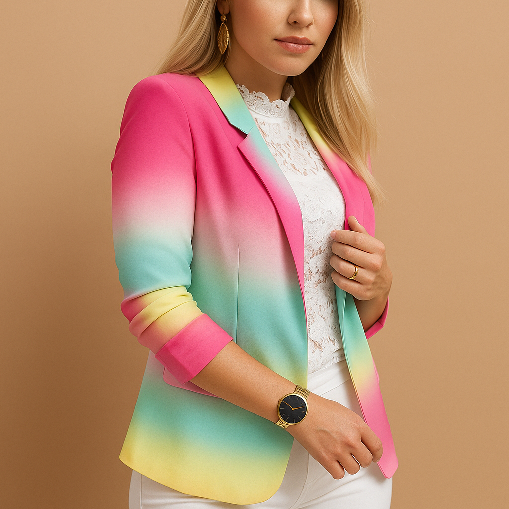 Rive | Elegant Women's Blazer with Bright Print and Shawl Collar
