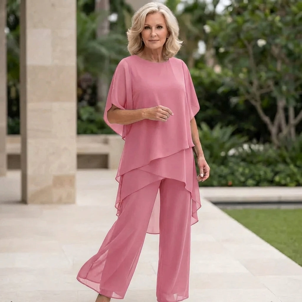 Linda | Suit with draped palazzo pants