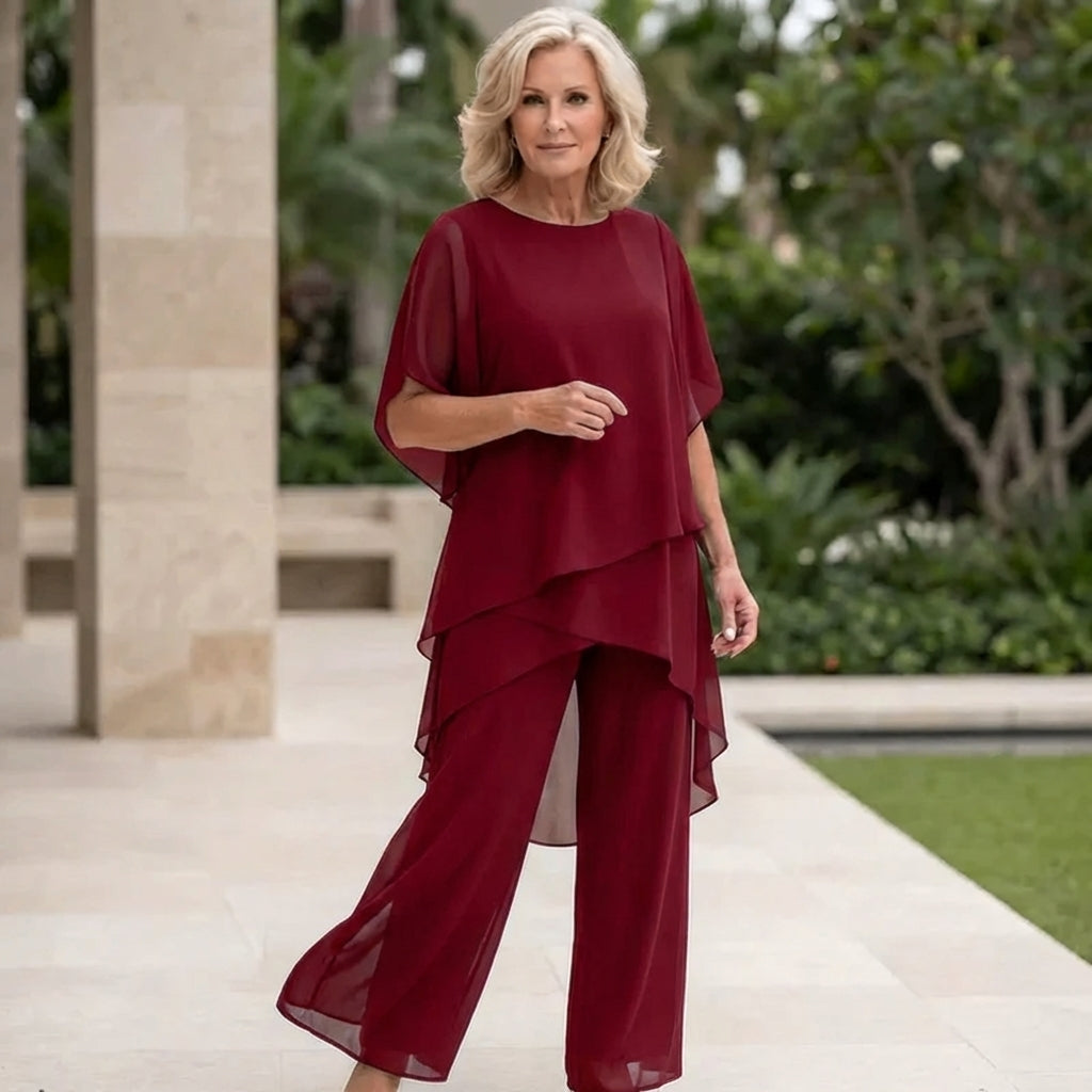 Linda | Suit with draped palazzo pants