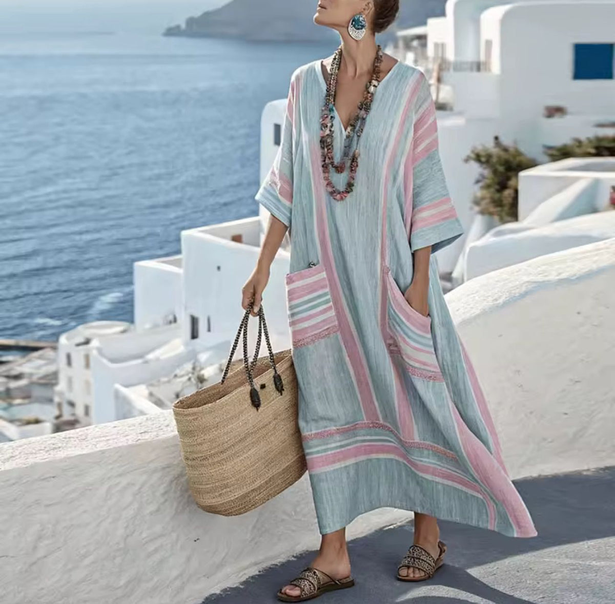 Elegant Mary - Long Strand Dress for a Stylish Summer Look