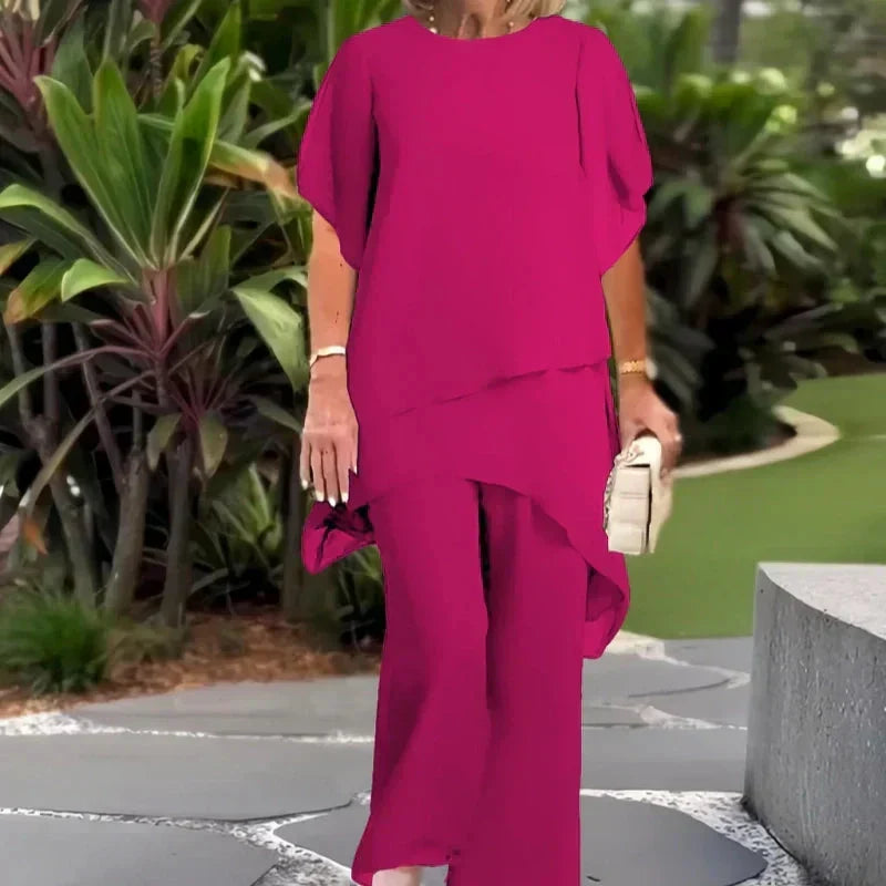 Linda | Suit with draped palazzo pants